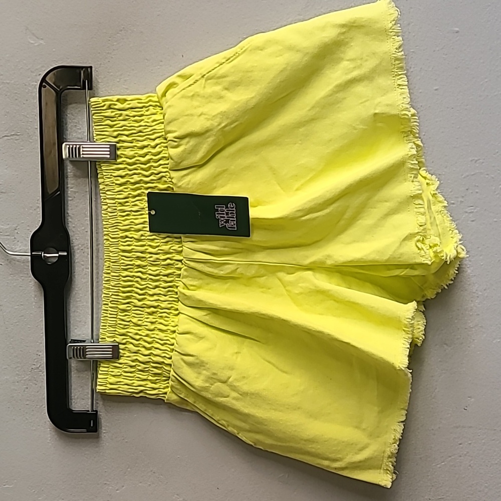 NEW womens XXS (22" waist) bright yellow green shorts elastic waist loose cotton